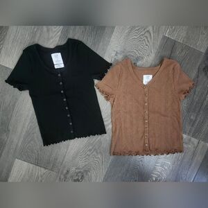 GAP Kids Black and Tan Button-Up Shirts
